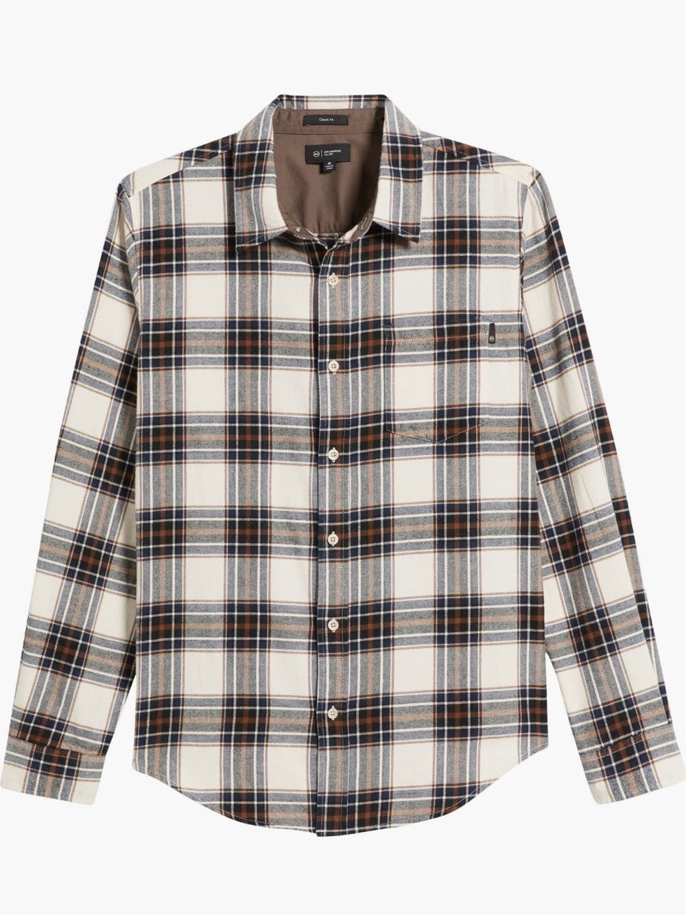 AG Men’s Small Aiden Plaid 100% Cotton Flannel Button-Up Shirt NWT Cream/Navy - Picture 6 of 16